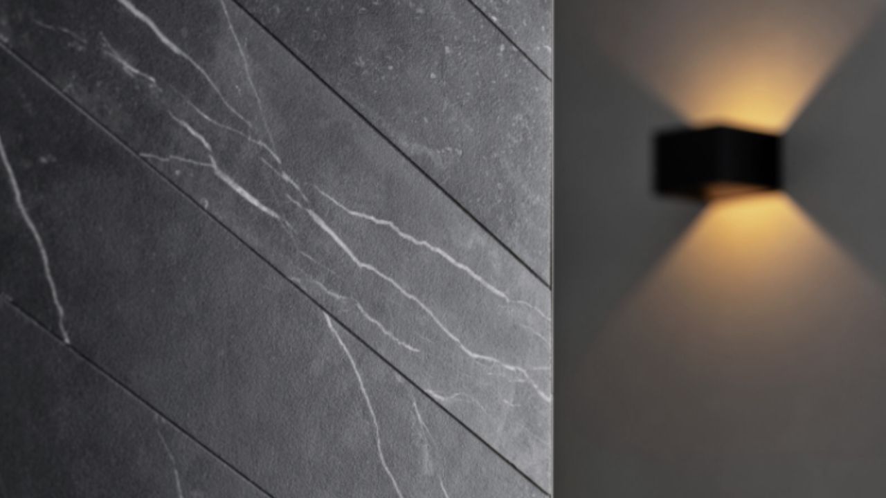 Detailopname van tegelwerk in badkamer